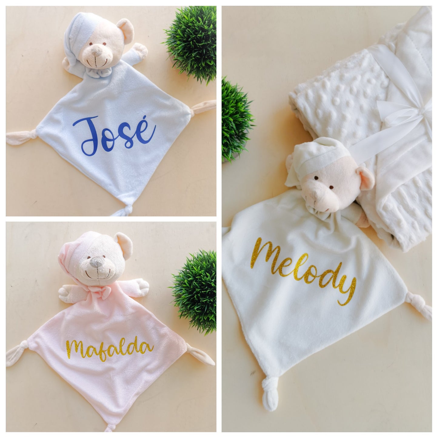 Doudou personalizado com nome do bebé