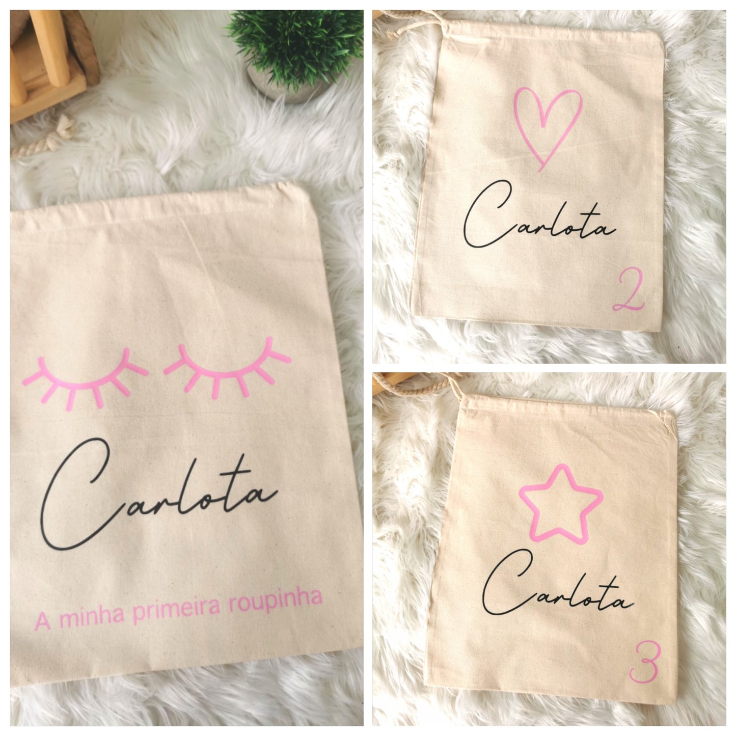 Pack of 3 "First Outfit" Bags - Rose &amp; blue edition