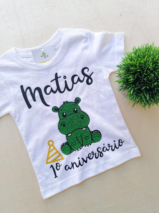 Personalized T-shirt "My Birthday" - Hippopotamus Theme