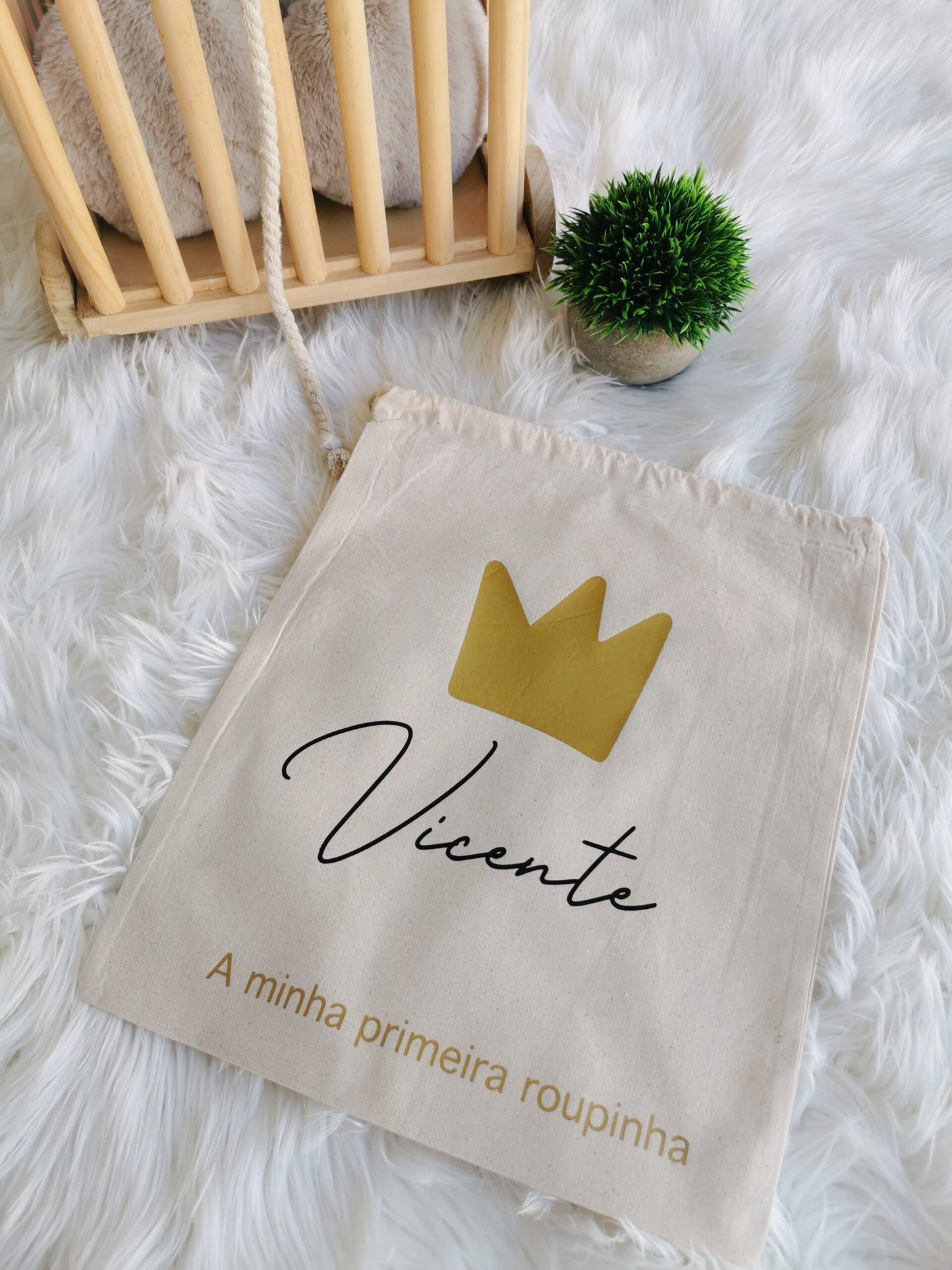 Pack of 3 "First Outfit" Bags - Black &amp; gold (with name)