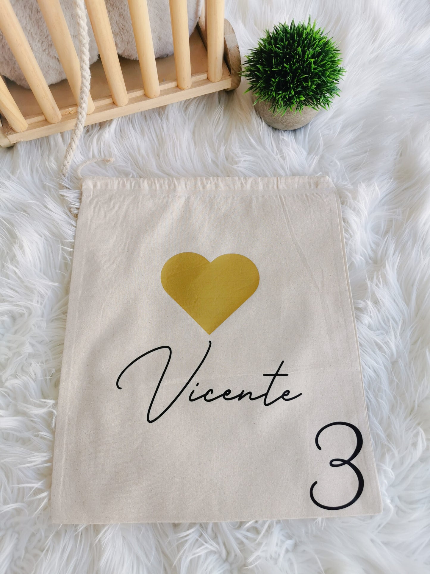 Pack of 3 "First Outfit" Bags - Black &amp; gold (with name)