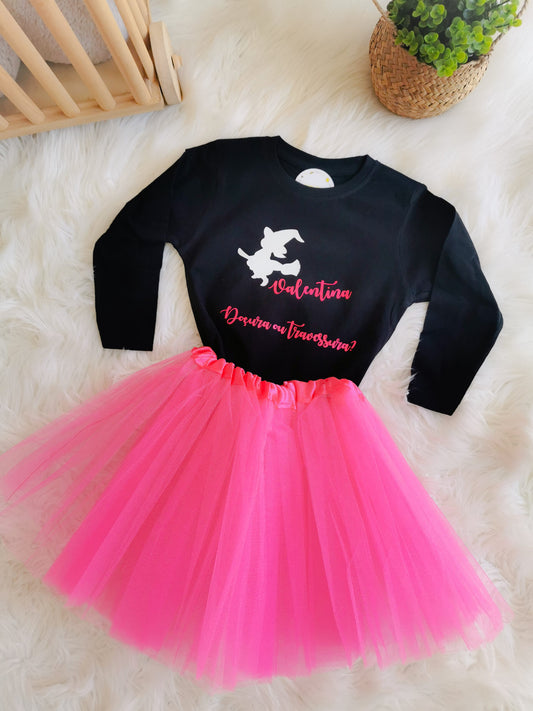 Body or tshirt &amp; Tulle "Trick or Treat" - GLOWS IN THE DARK